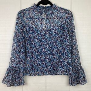 Xhilaration ruched turtleneck Floral Blouse